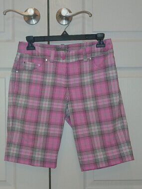 Nike Golf Tour Performance Pink Plaid Dri-Fit Women's Shorts, Size‎ 2